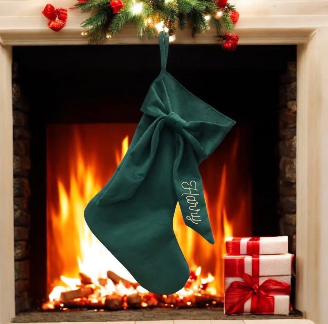 Personalised Christmas Bow Stockings Pre-Order