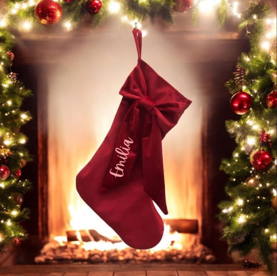 Personalised Christmas Bow Stockings Pre-Order