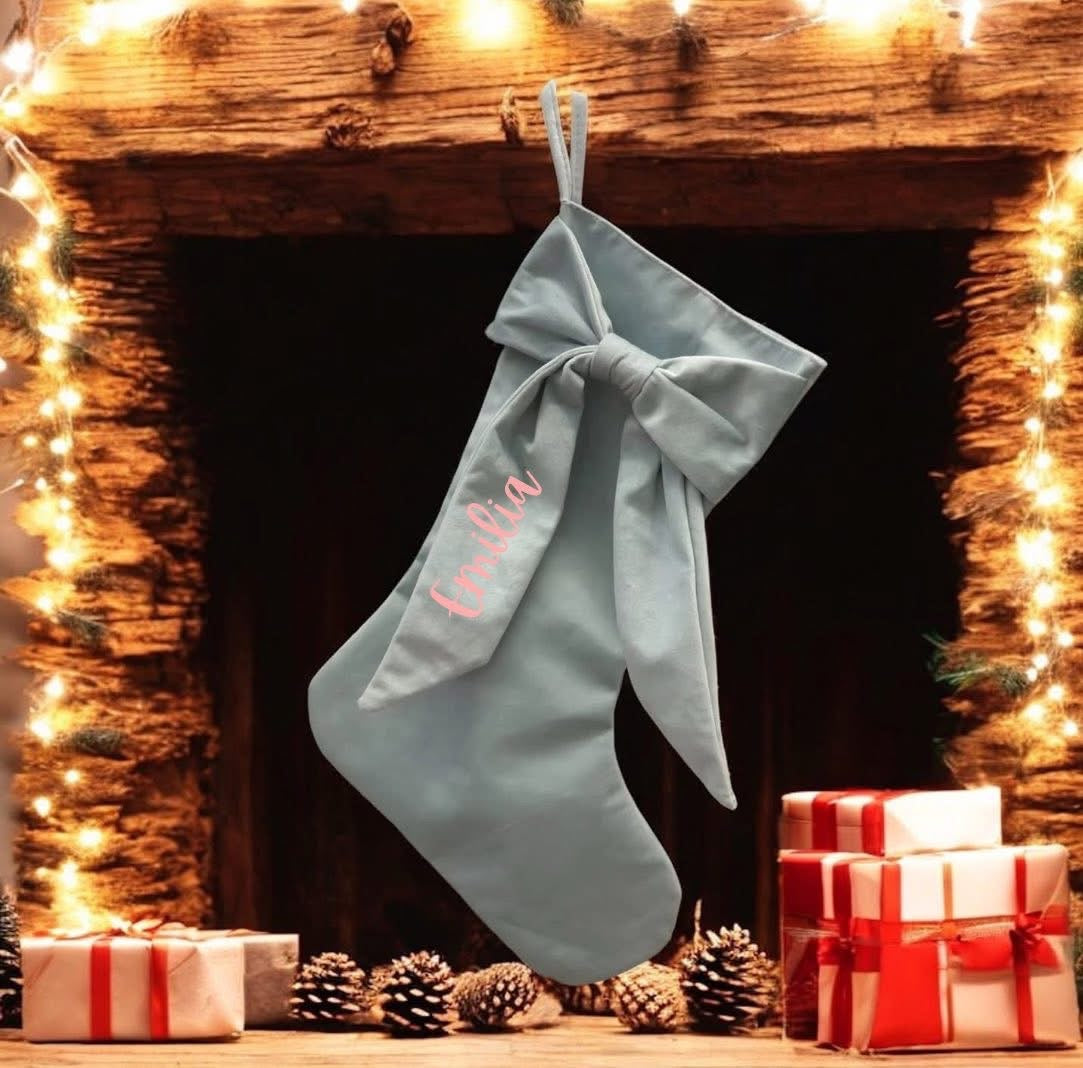 Personalised Christmas Bow Stockings Pre-Order