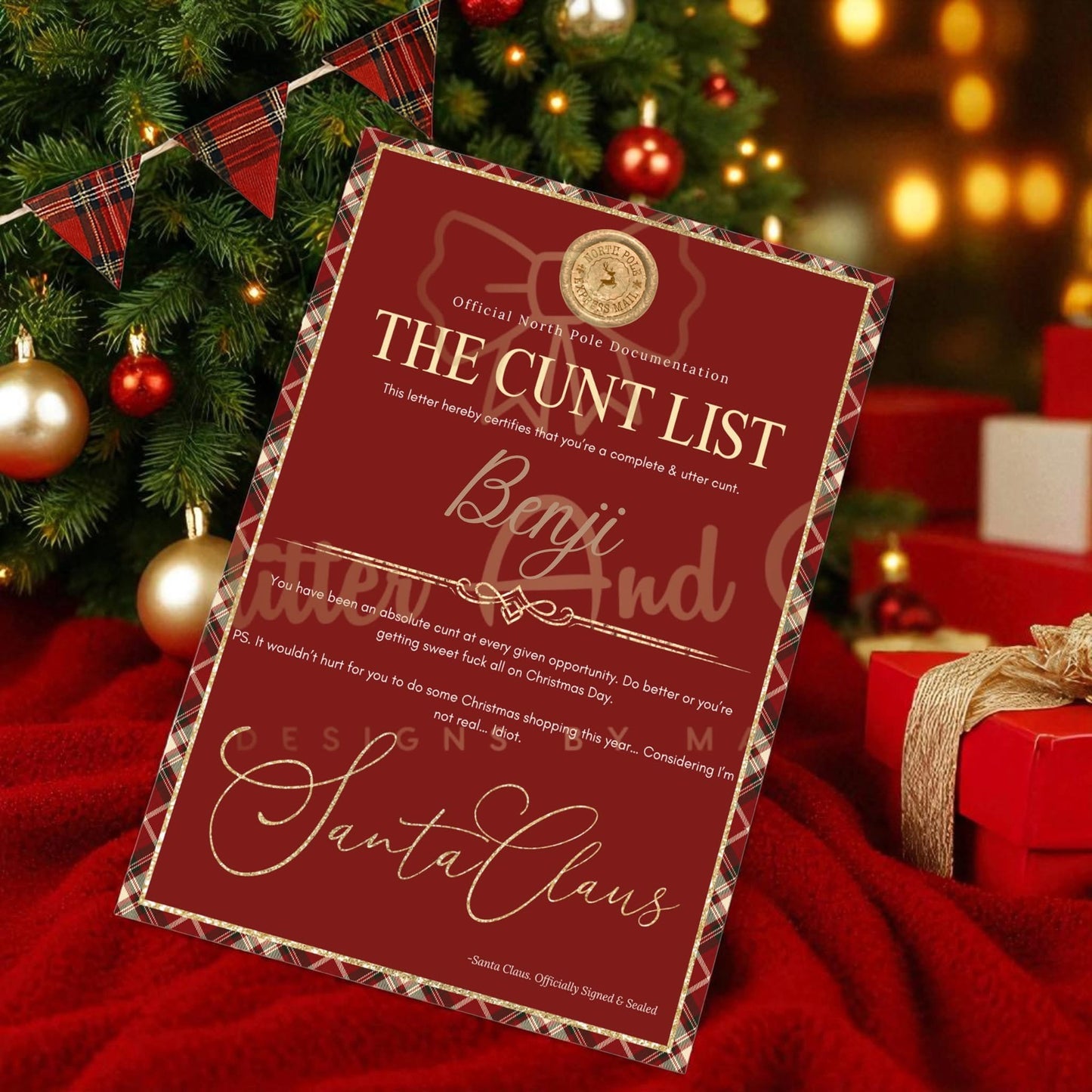 Adult Humour Santa Certificates
