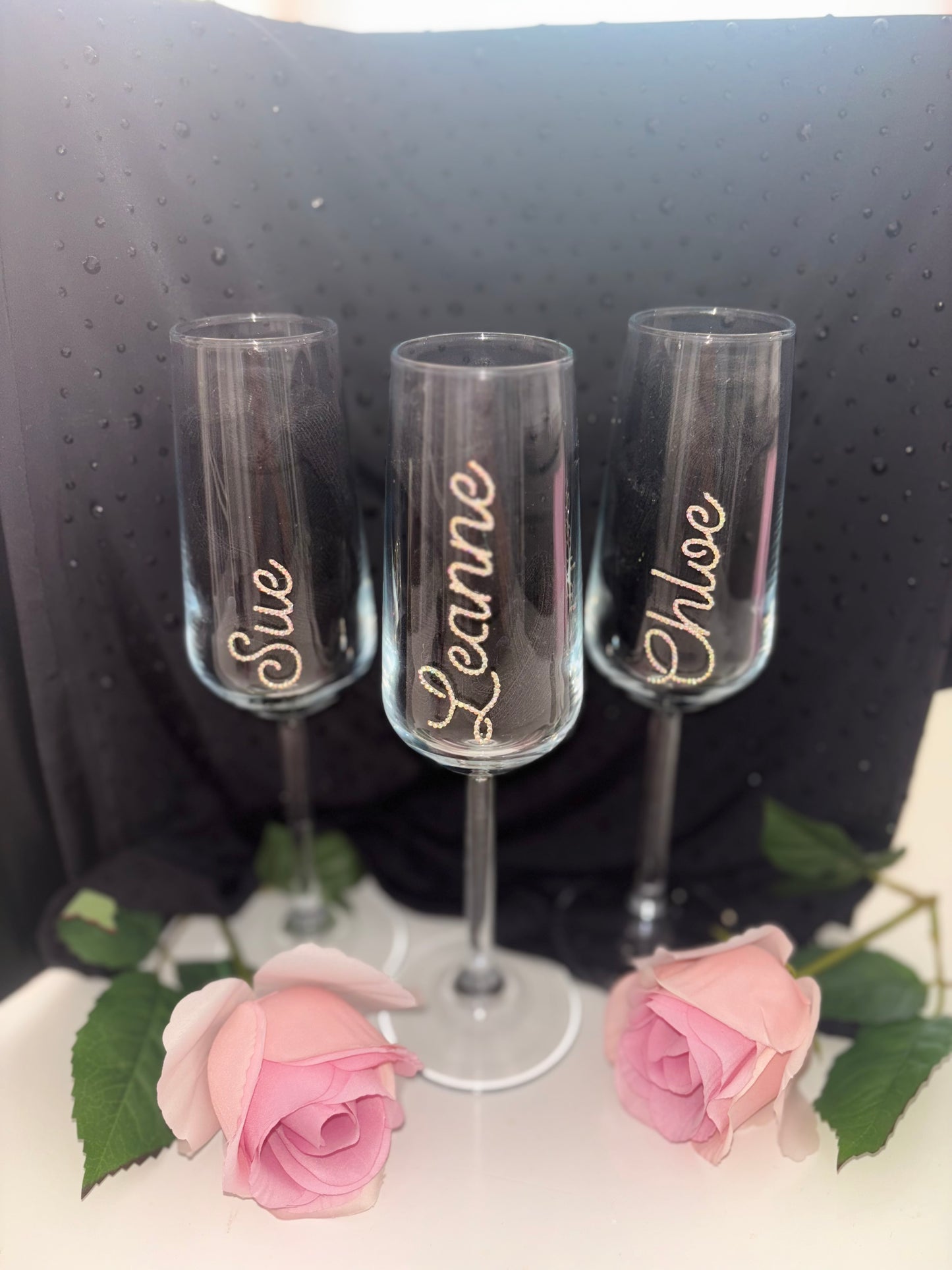 Personalised Diamante Name Champagne Glass