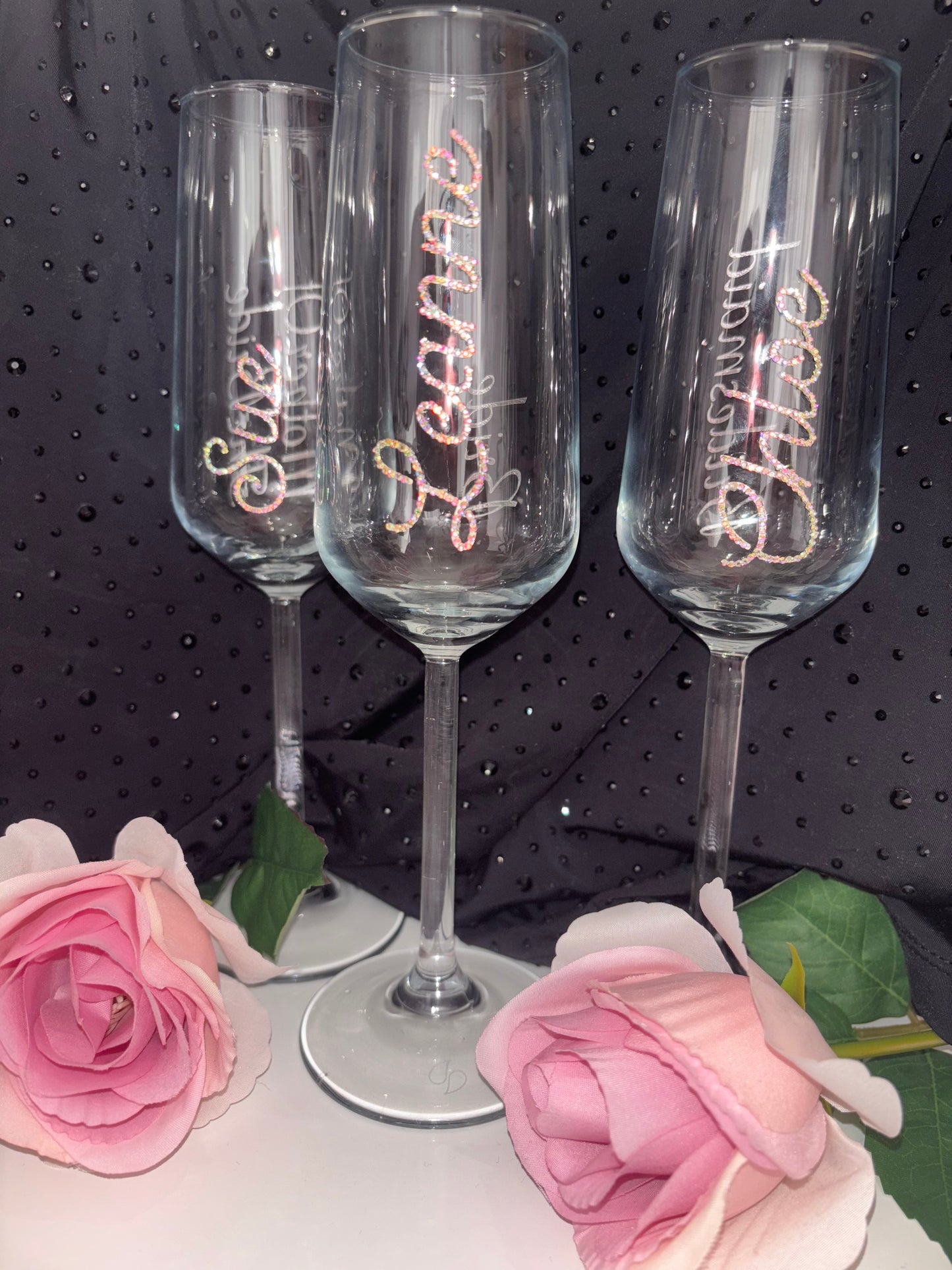 Personalised Diamante Name Champagne Glass