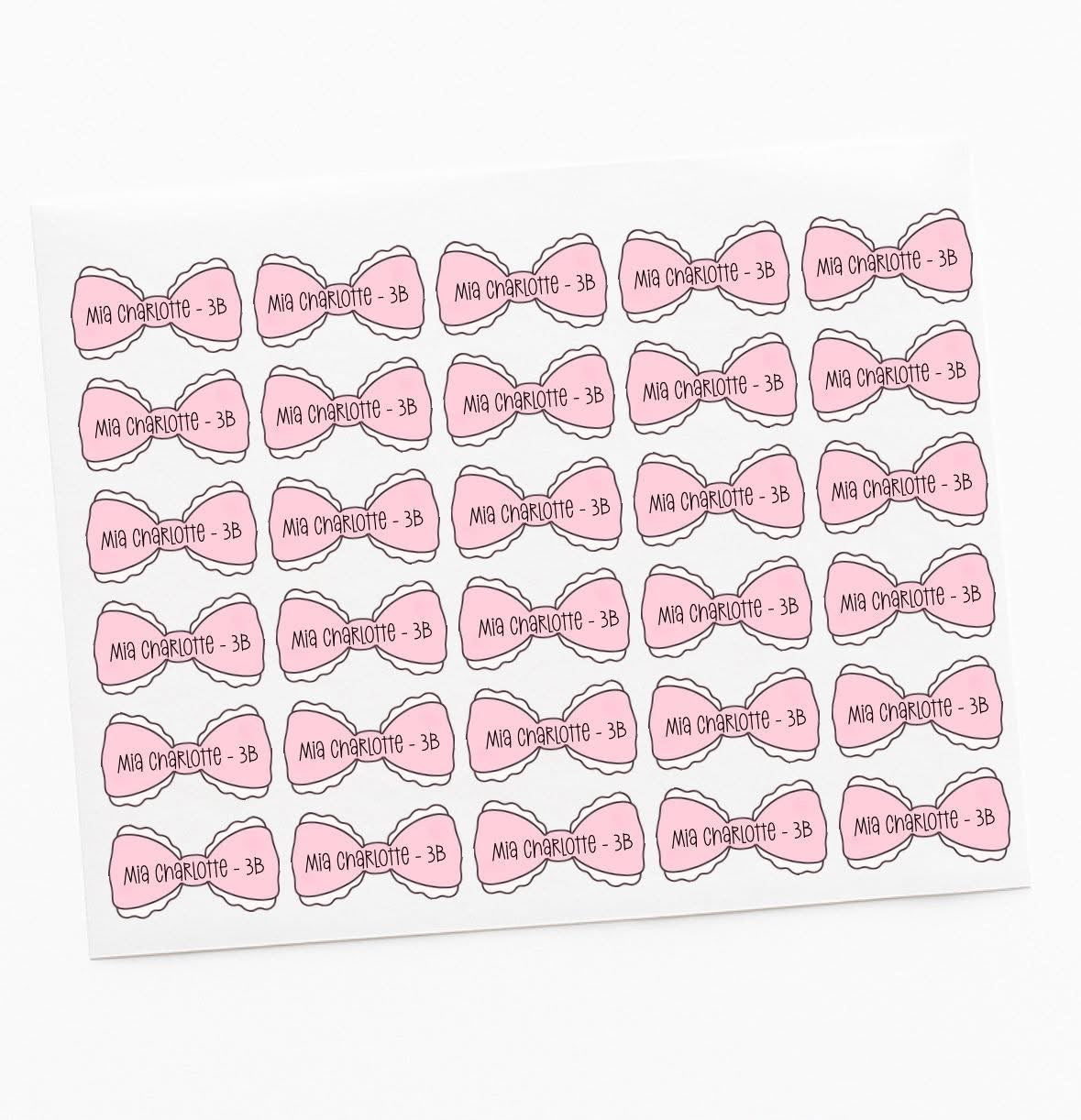 Pink Bow Iron On Labels School Uniform