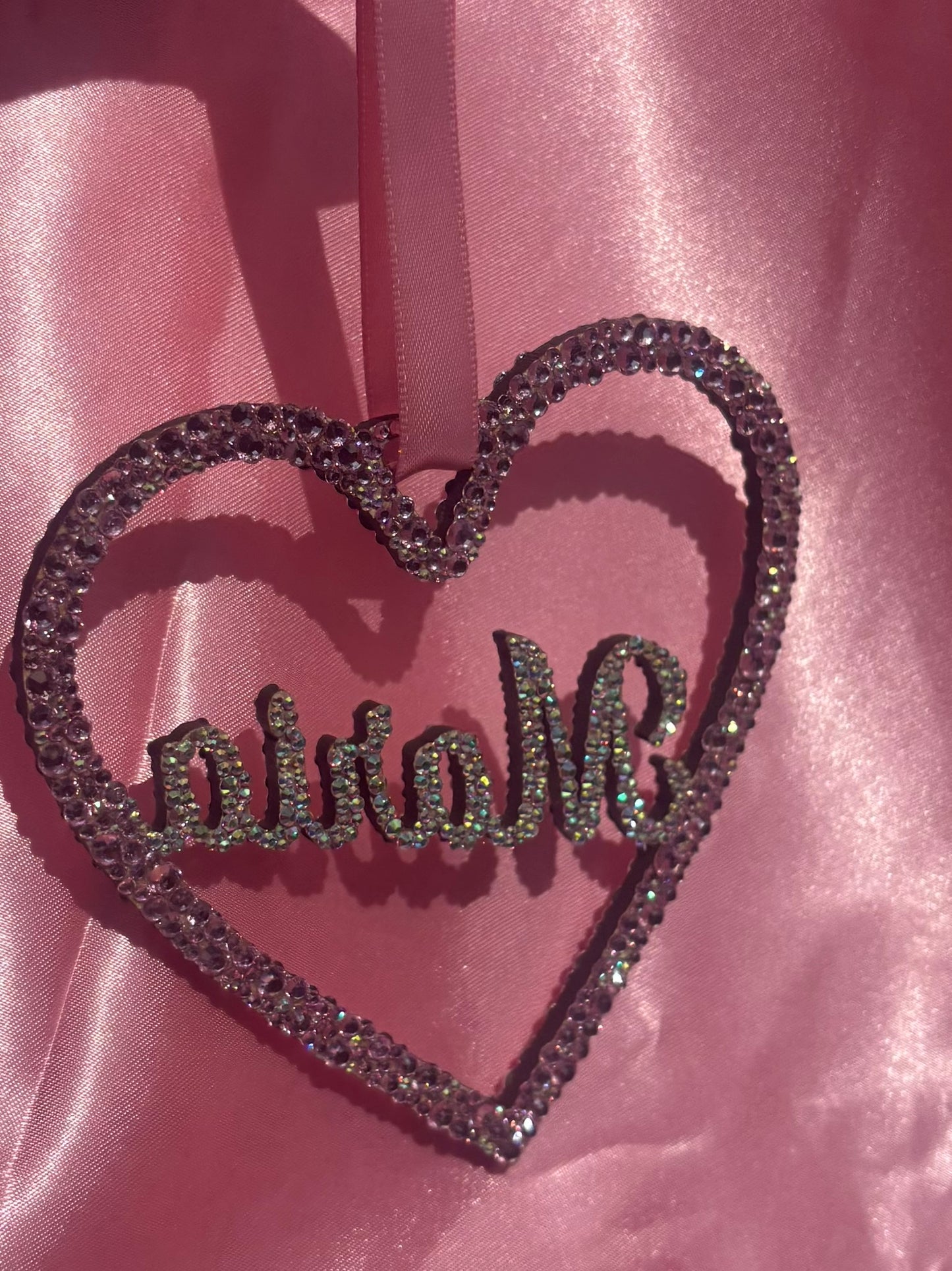 Crystal Diamante Car Interior Mirror Hanging Heart Home Decor Wall Hanging Personalised