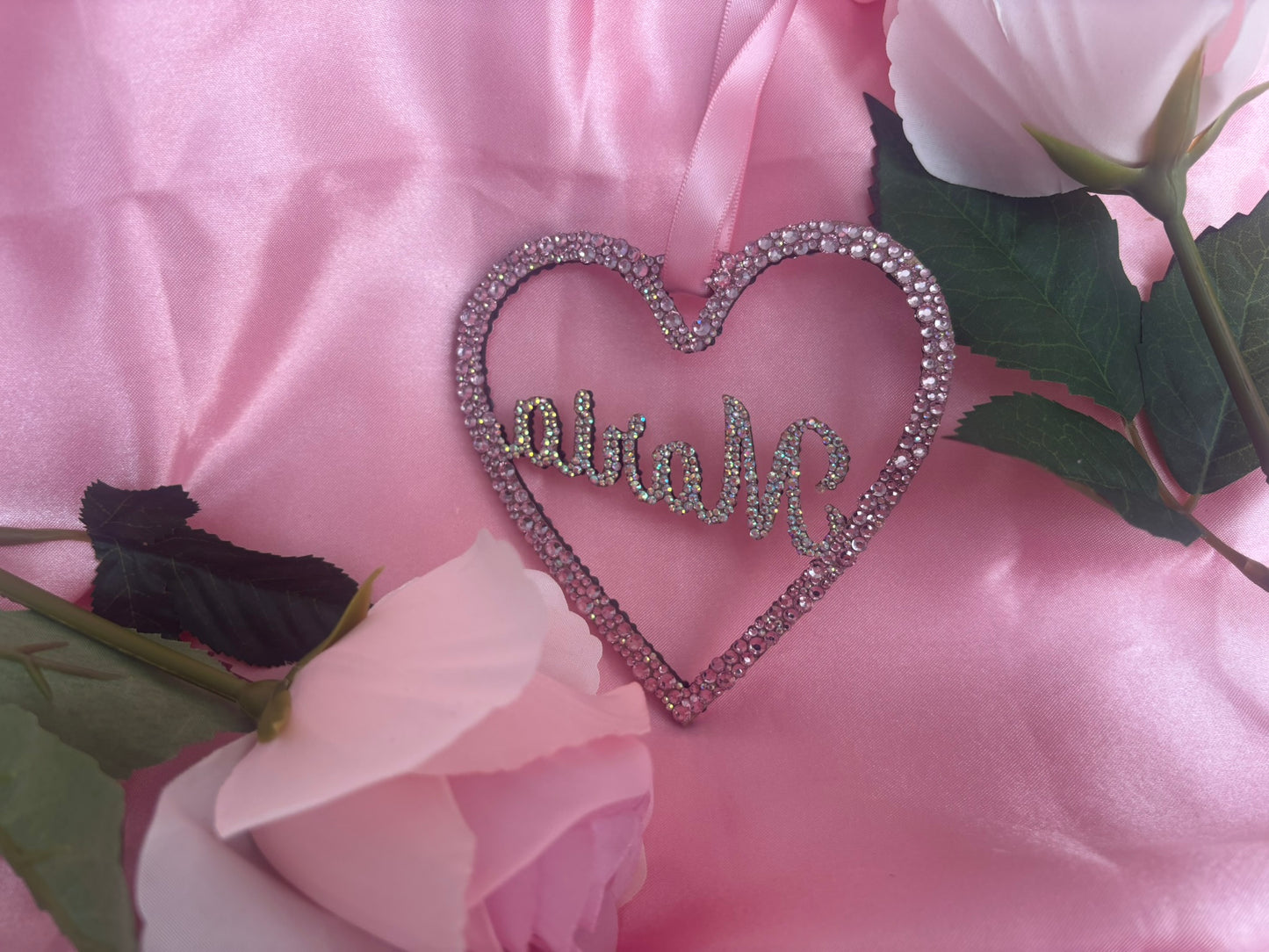 Crystal Diamante Car Interior Mirror Hanging Heart Home Decor Wall Hanging Personalised