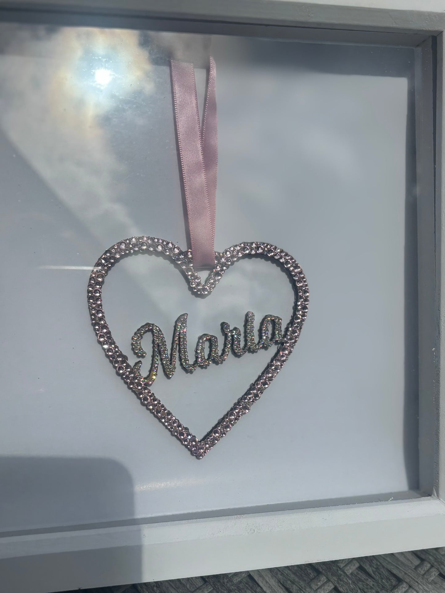 Crystal Diamante Car Interior Mirror Hanging Heart Home Decor Wall Hanging Personalised