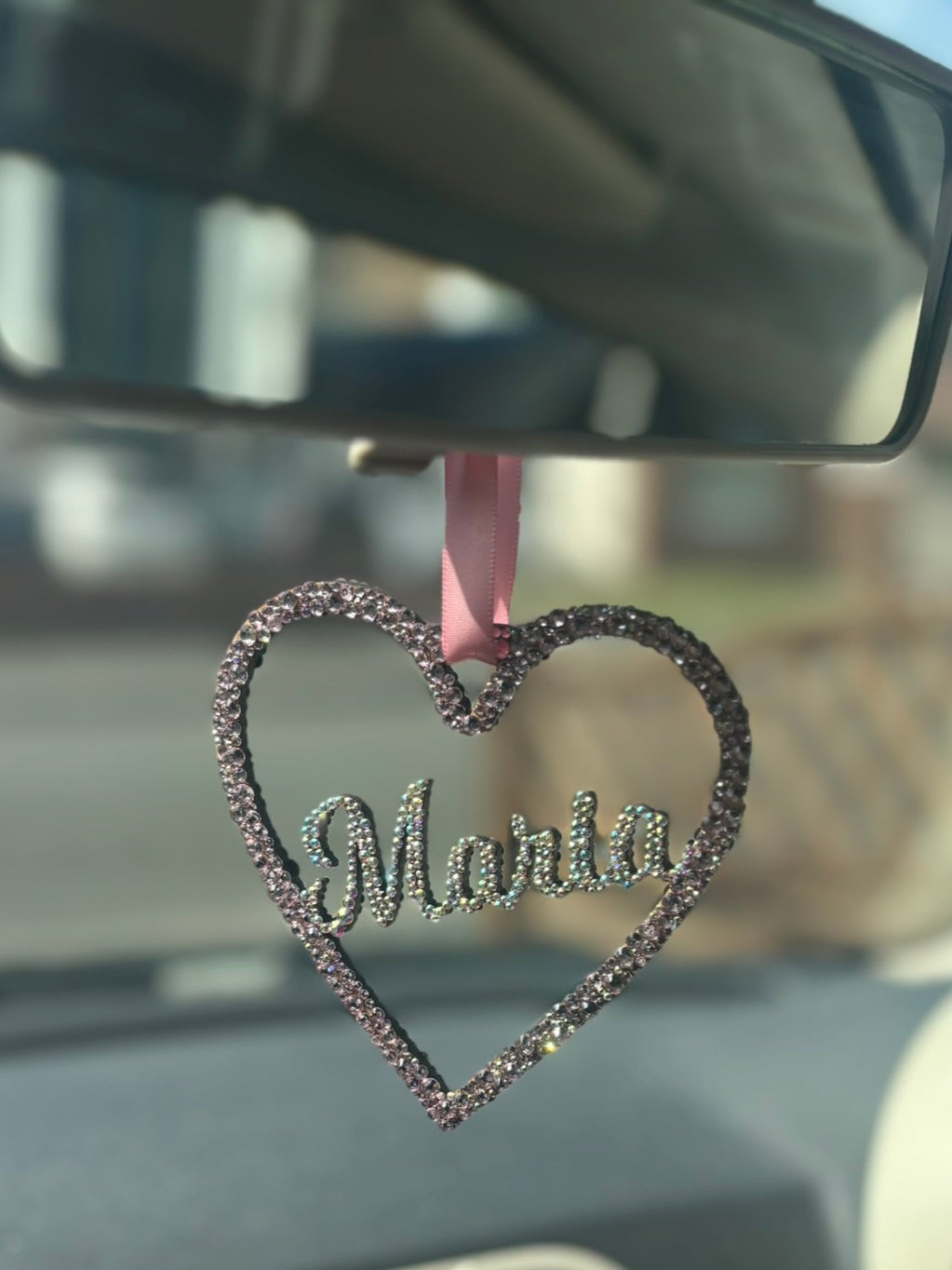 Crystal Diamante Car Interior Mirror Hanging Heart Home Decor Wall Hanging Personalised