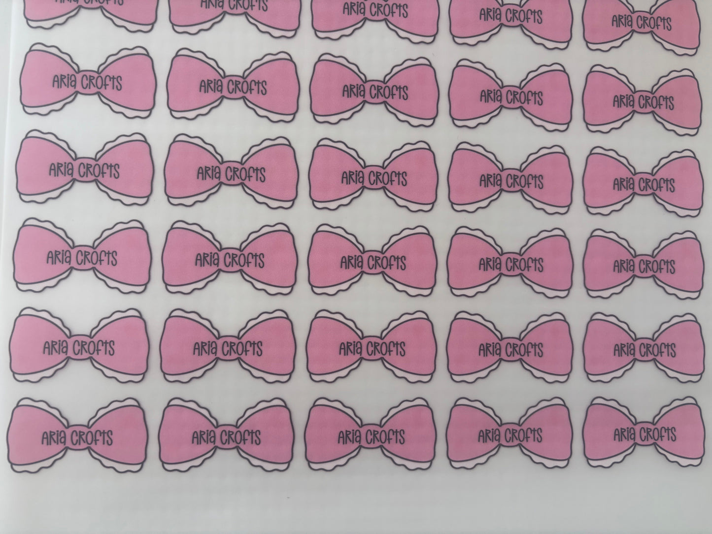 Pink Bow Iron On Labels School Uniform