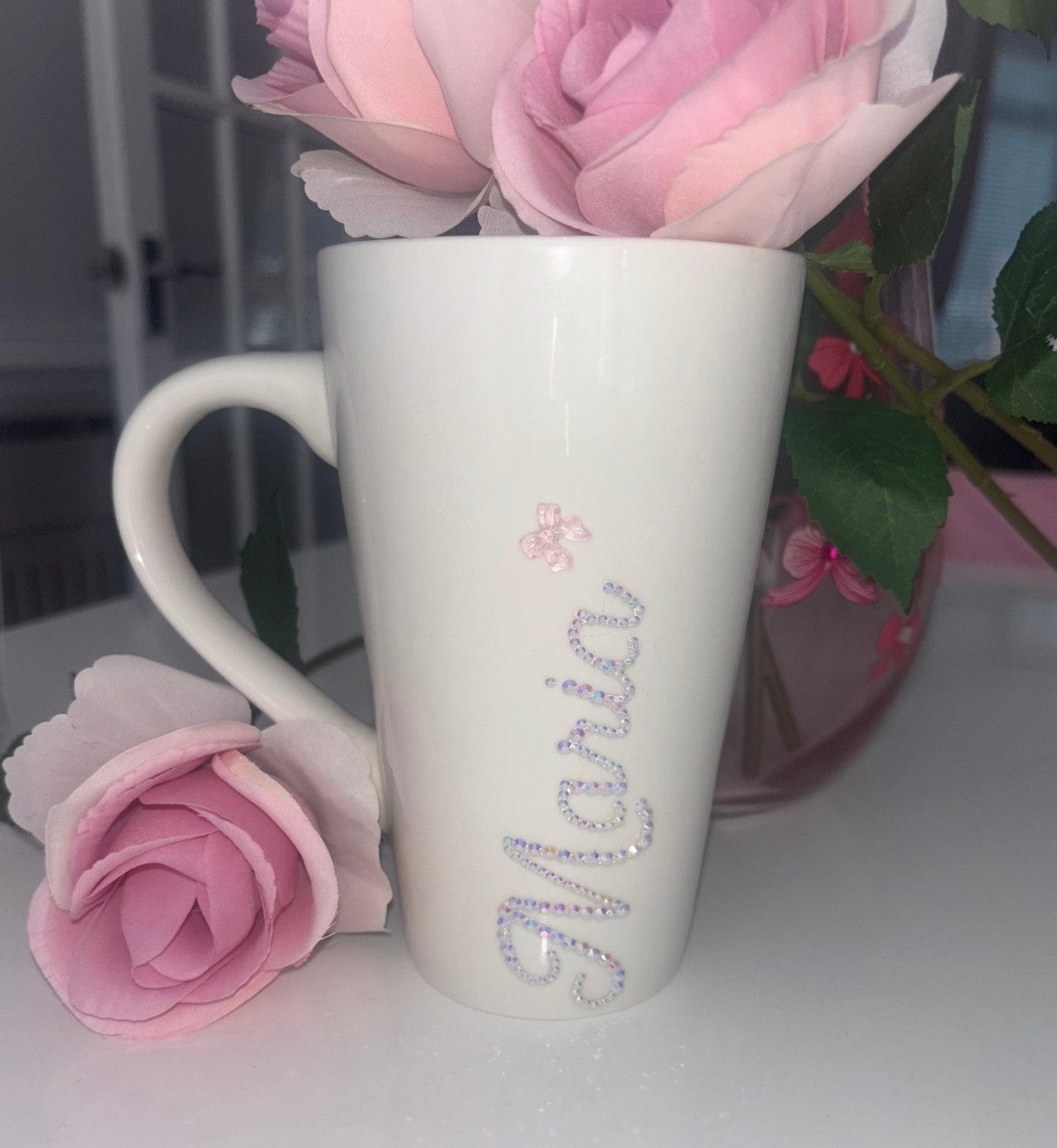 Large Personalised Diamante Latte Mug