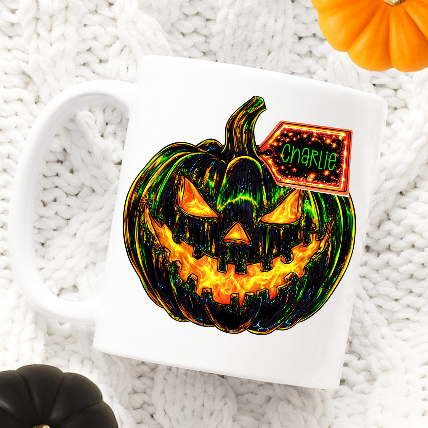 Personalised Halloween Pumpkin Mugs Diamante