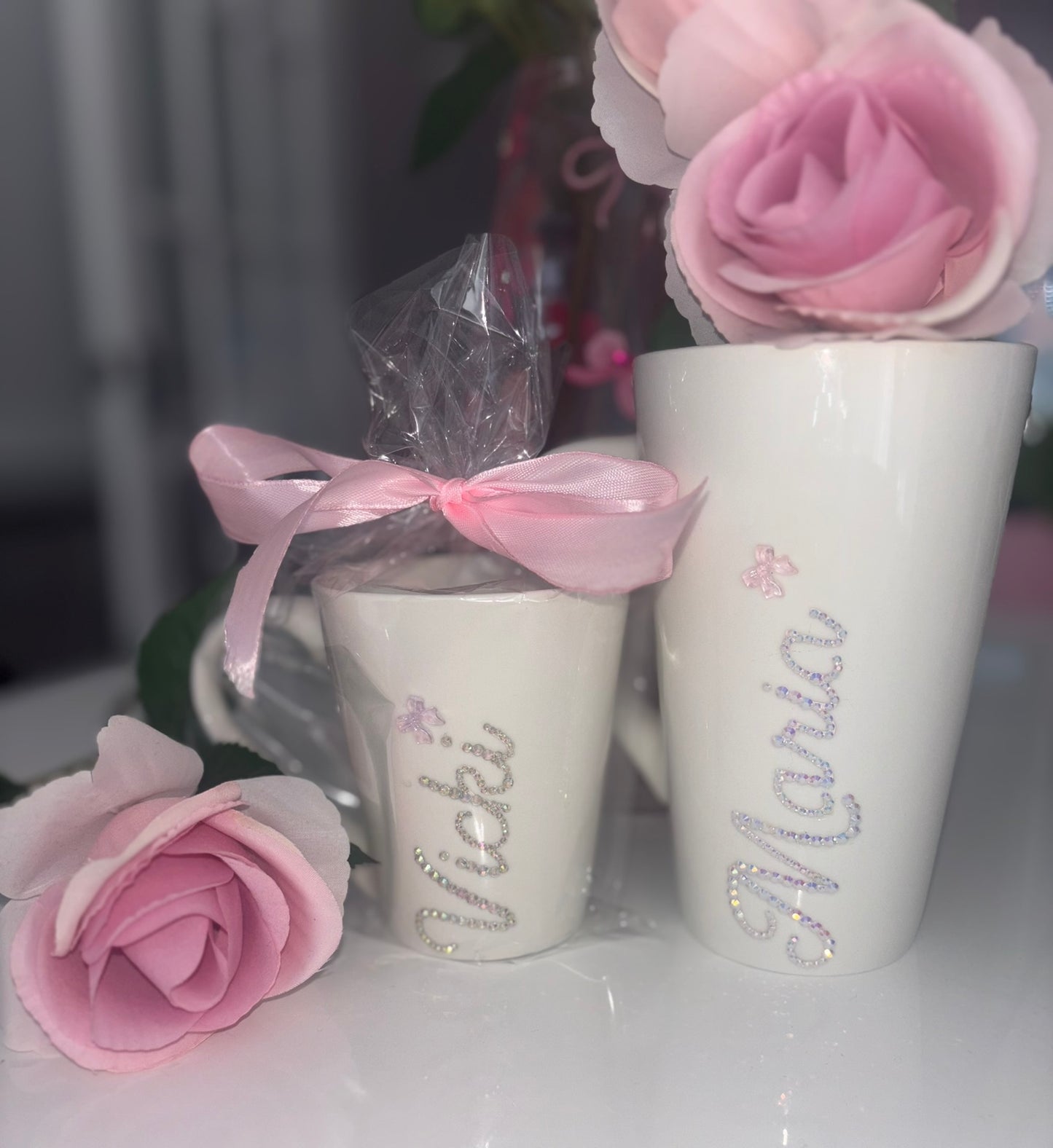 Large Personalised Diamante Latte Mug