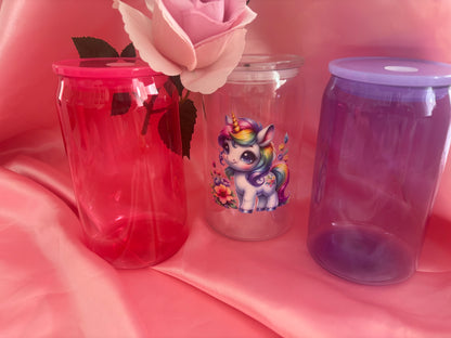 Personalised 16oz plastic Libby Can Unicorn
