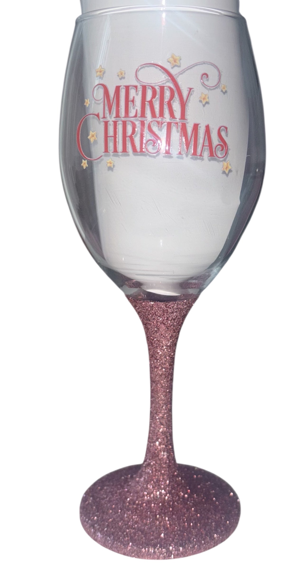 Merry Christmas Glitter Wine Glass