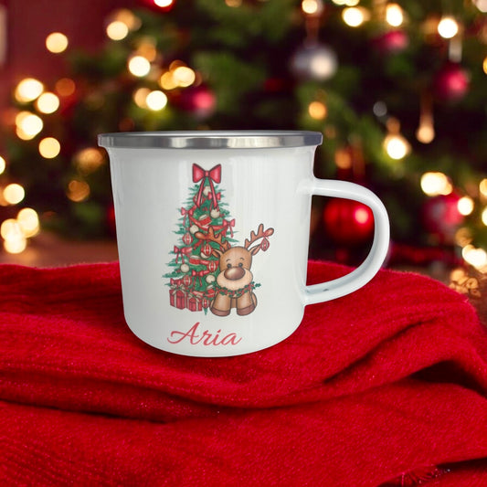 Cute Reindeer 10oz Enamel Christmas Mug