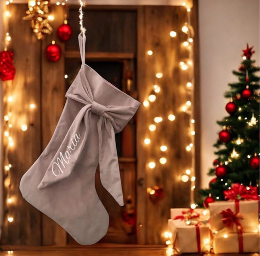 Personalised Christmas Bow Stockings Pre-Order