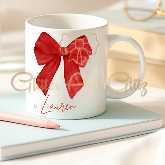 Personalised Red Bow Mug