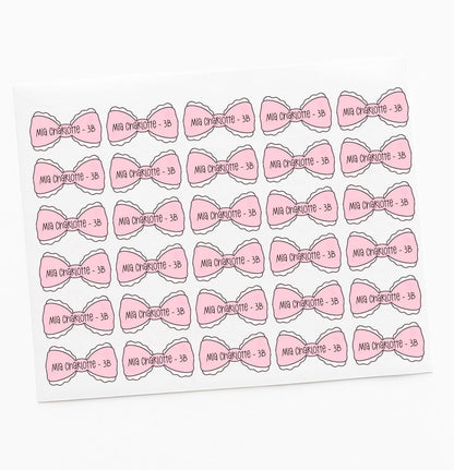 Pink Bow Iron On Labels School Uniform