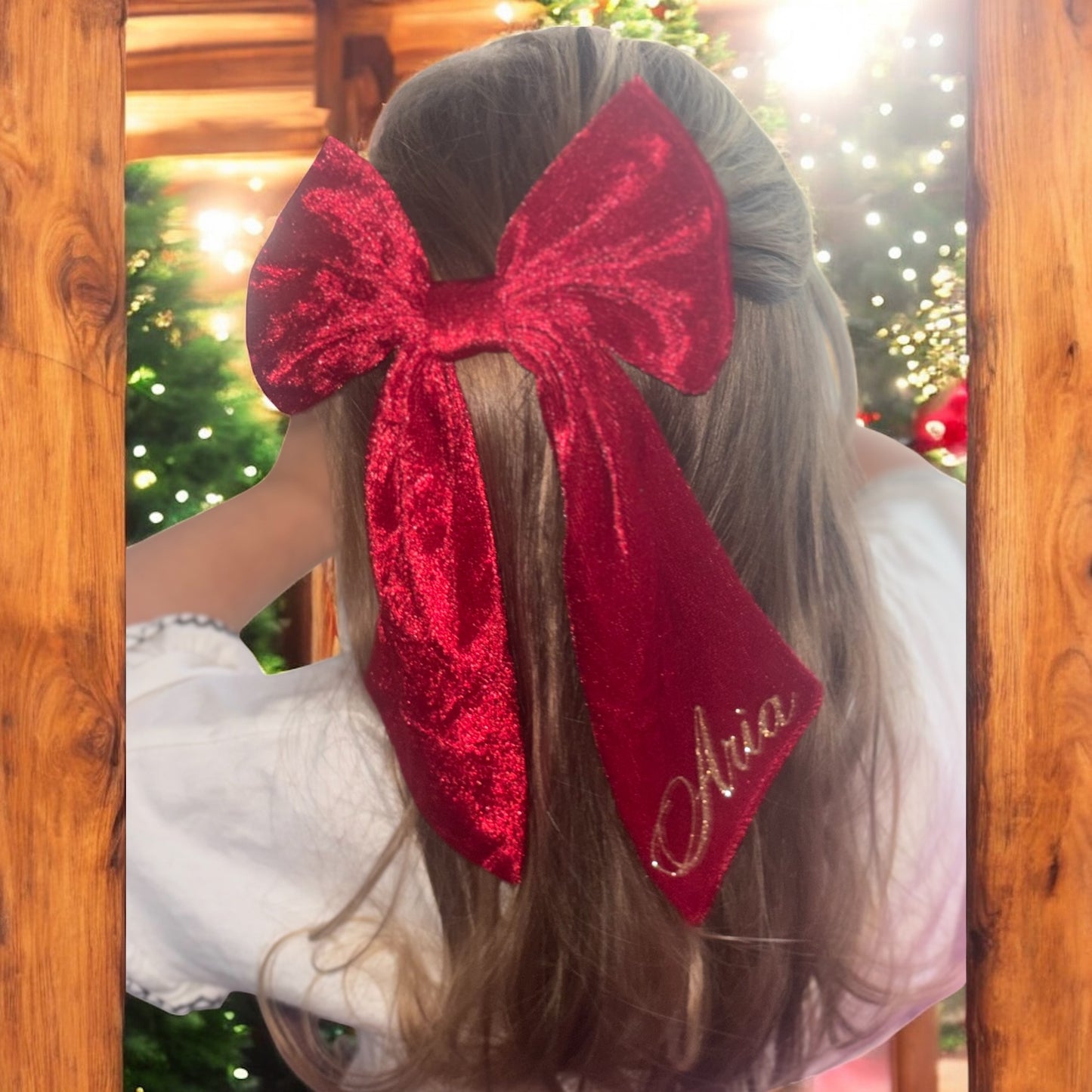 Red velvet hair bows