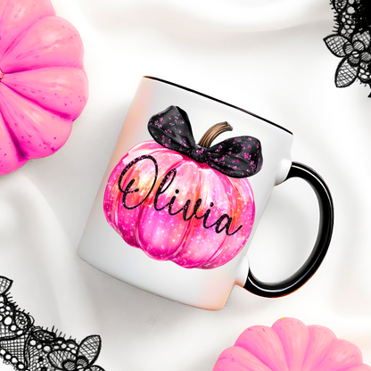 Personalised Halloween Pumpkin Mugs Diamante