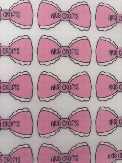 Pink Bow Iron On Labels School Uniform