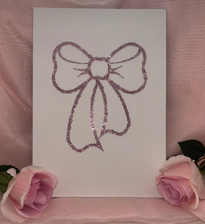 Pink Bow Diamante Canvas A4