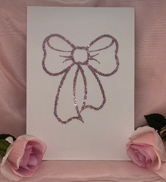 Pink Bow Diamante Canvas A4