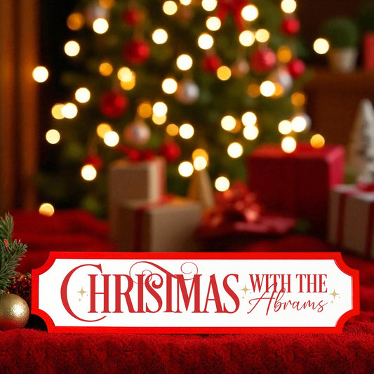 Red Christmas Family Street Sign Decoration