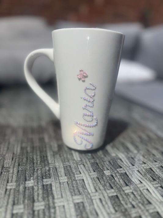 Large Personalised Diamante Latte Mug