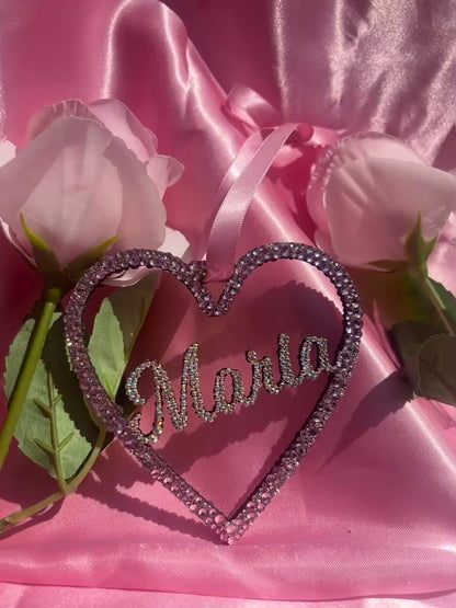 Crystal Diamante Car Interior Mirror Hanging Heart Home Decor Wall Hanging Personalised