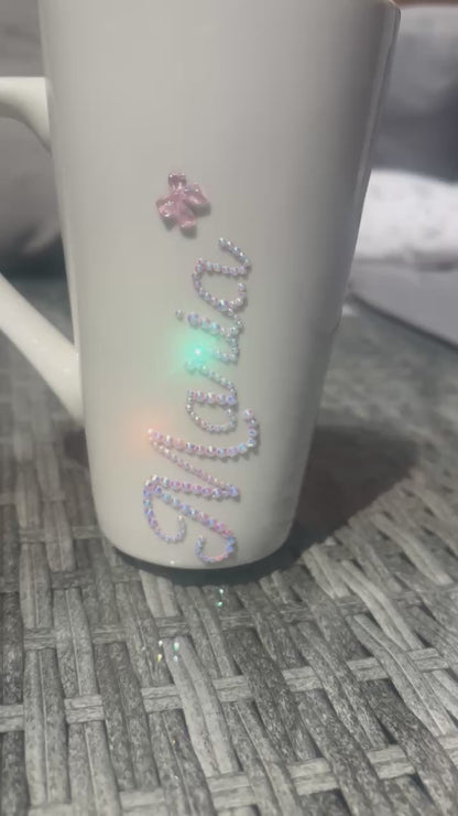 Large Personalised Diamante Latte Mug