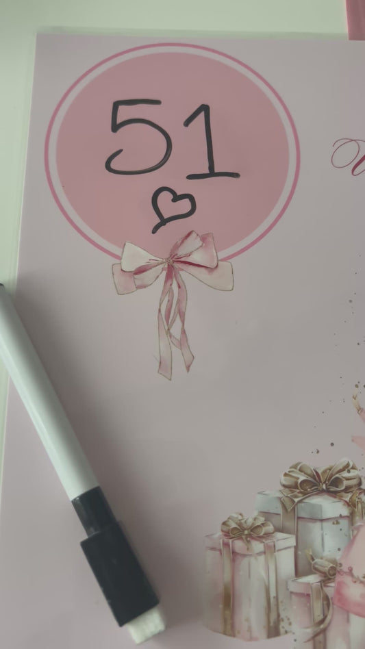 Santa Countdown A4 Reusable with Pen