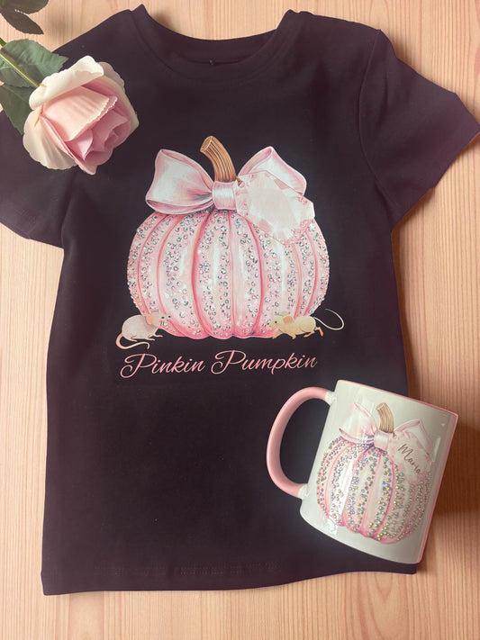Halloween T Shirts Personalised Pink Pumpkin