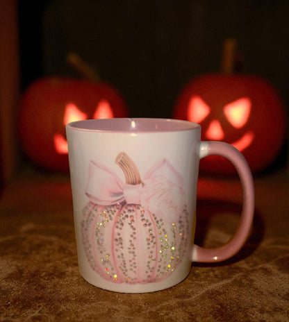 Personalised Halloween Pumpkin Mugs Diamante